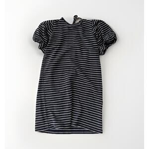 Loft Beach Ann Taylor Black Striped Cover Up Dress Size S Puff Sleeve